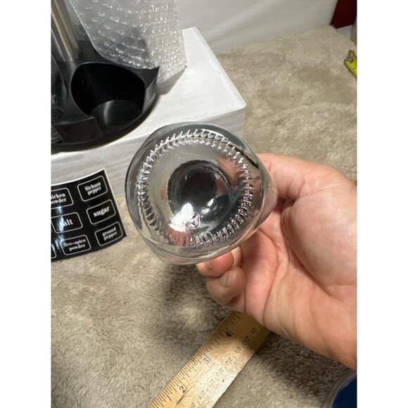 7 Piece Glass & Stainless Steel Spice Jar Set With Rotating Rack & Labels - Picture 5 of 9